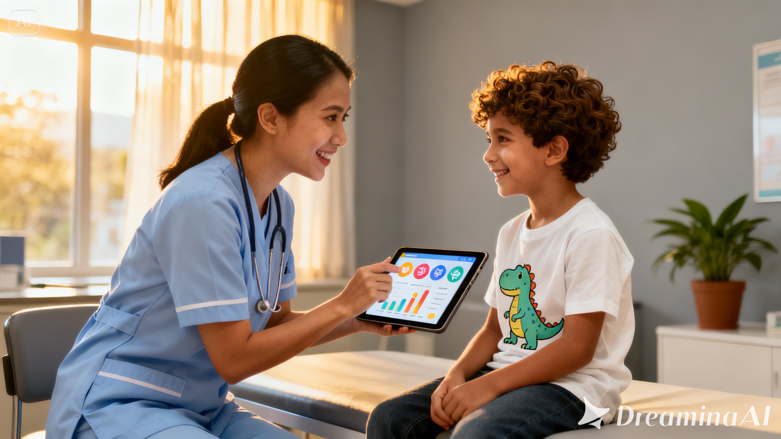 Image of nurse in assessing the child